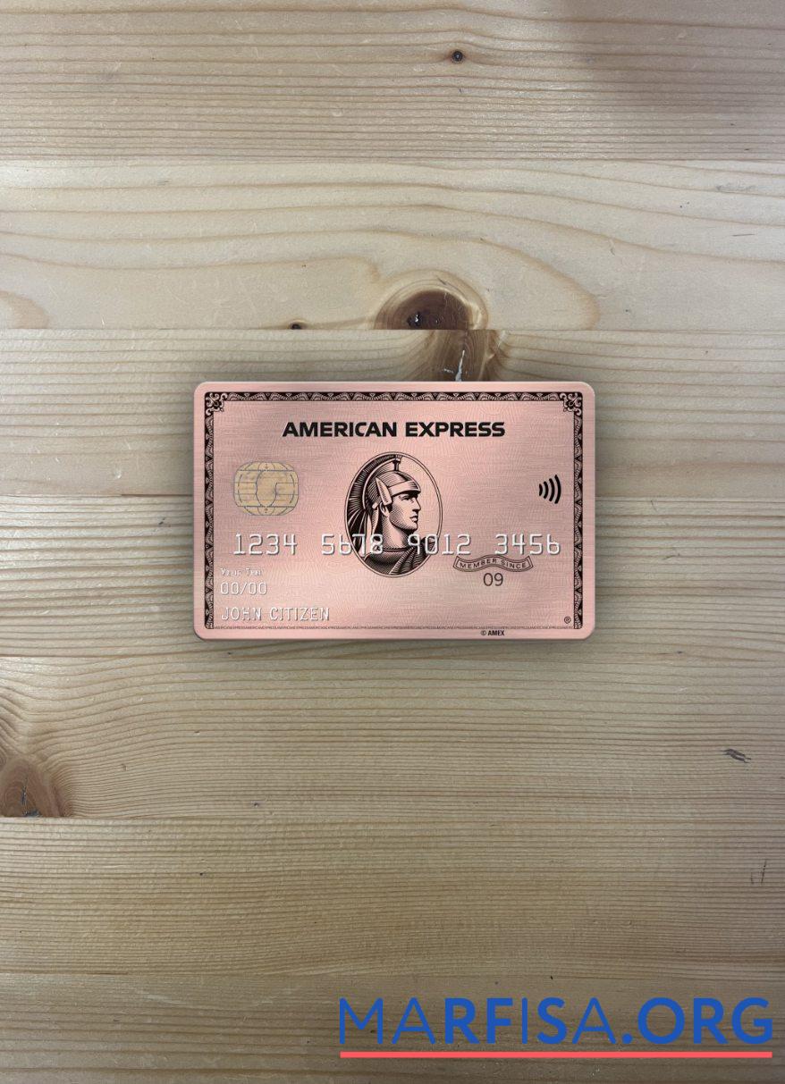 Blank USA University of Southern Indiana bank AMEX rose gold metal card photolook front download for verification